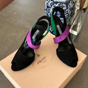 Prada Slingback suede color block heal, size 40 1/2